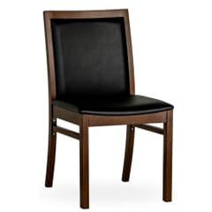 Fully Upholstered Walnut Wood Morgan Restaurant Chair With Black Vinyl 