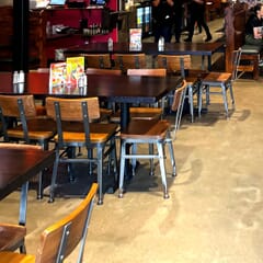 Solid Wood White Ceruse Restaurant Table Top on Walnut Oak
