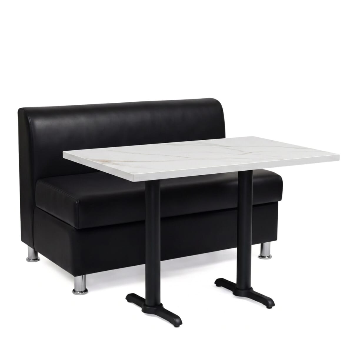 2-Seat Adele Black Restaurant Booth Set with Amber Stone Table