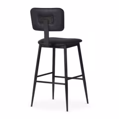 Willet Fully Upholstered Industrial Steel Restaurant Bar Stool in Black