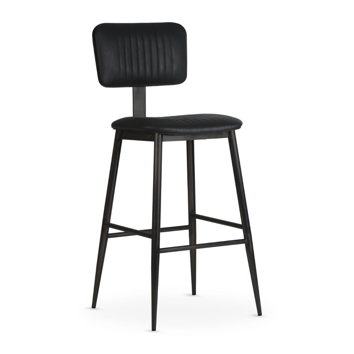 Willet Fully Upholstered Industrial Steel Restaurant Bar Stool in Black