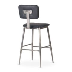 Willet Fully Upholstered Industrial Steel Restaurant Bar Stool in Clear Coat