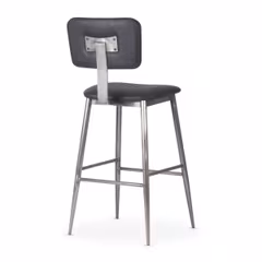 Willet Custom Fully Upholstered Industrial Steel Restaurant Bar Stool in Clear Coat