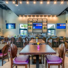 Espresso Wood Round Back Restaurant Chair with Upholstered Seat