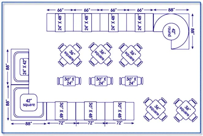  Design Idea for Total Restaurant Capacity about 52 seats