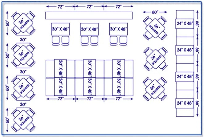 Restaurant Design Layout 5 for About 80 seats
