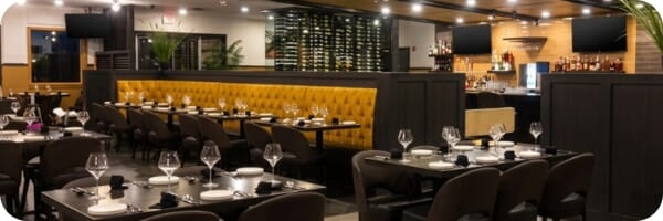 Restaurant interior featuring commercial seating