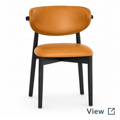 Ruby Modern Black Finish Wood Restaurant Chair with Kelton Canyon upholstery (SKU 305-BLK-U).