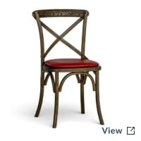 Antique Grey Ash Wood Cross-Back Commercial Chair with upholstered seat