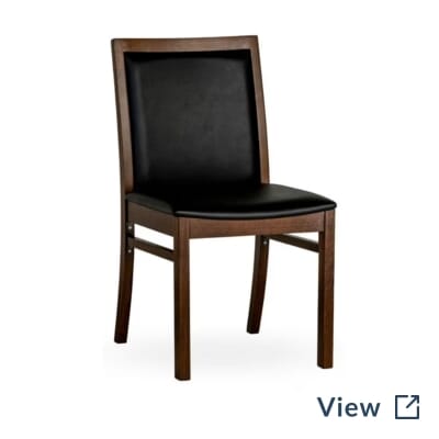 Fully Upholstered Walnut Wood Morgan Restaurant Chair selected for Five 13 Liquor Lounge in Franklin Lakes New Jersey.