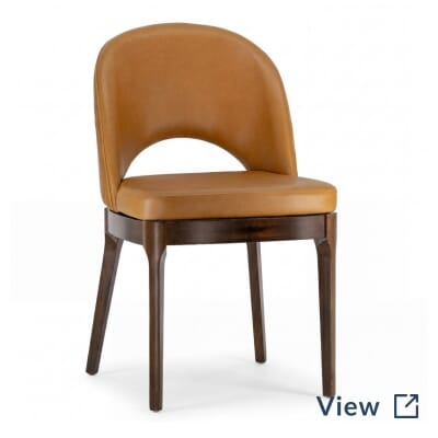 Lily modern tufted wood restaurant chair in walnut finish.
