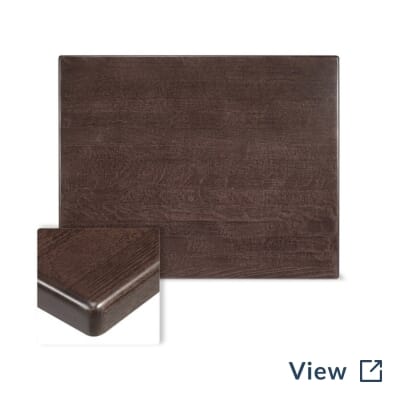 Solid beech wood restaurant table top in walnut finish.