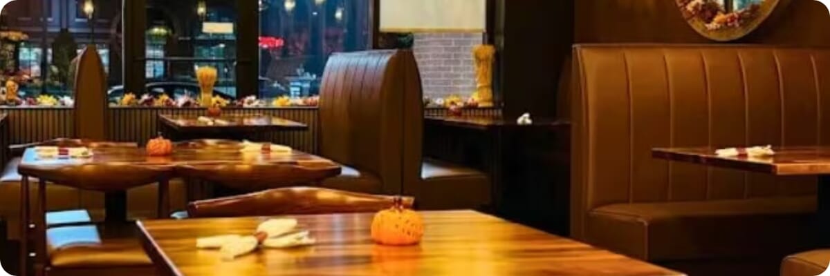 Restaurant interior featuring commercial seating