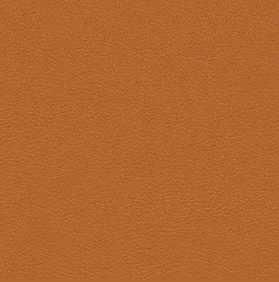 Symphony Classic Persimmon upholstery, walnut frame, and brass nailhead trim.