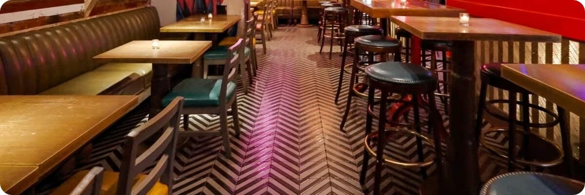 Restaurant interior featuring commercial seating