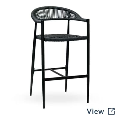 Sabbia indoor outdoor restaurant bar stool with gray seat and back.