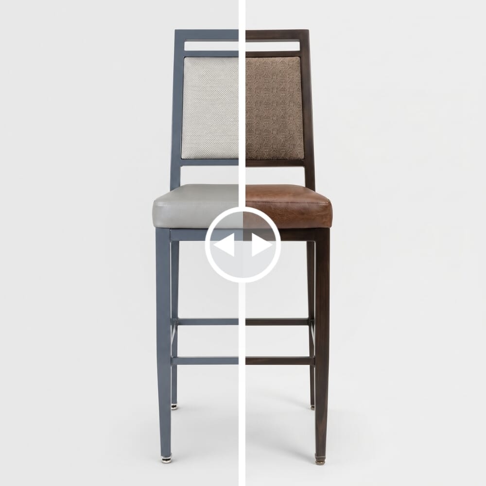 Atticus Custom Banquet Bar Stool with Personalized Upholstery and Frame Finishes