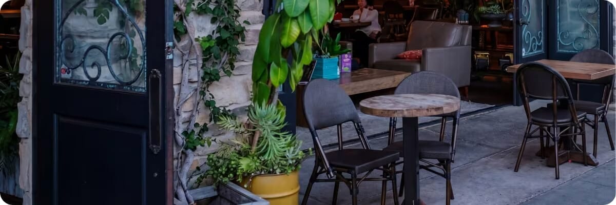 Restaurant interior featuring commercial seating