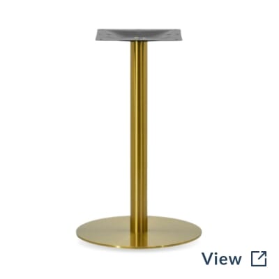 Gold powder coated round restaurant table base.