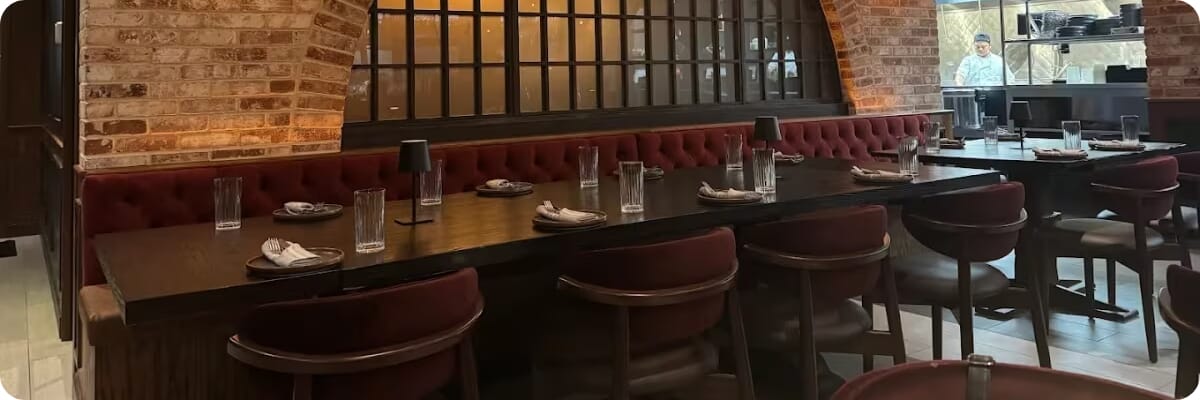 Restaurant interior featuring commercial seating