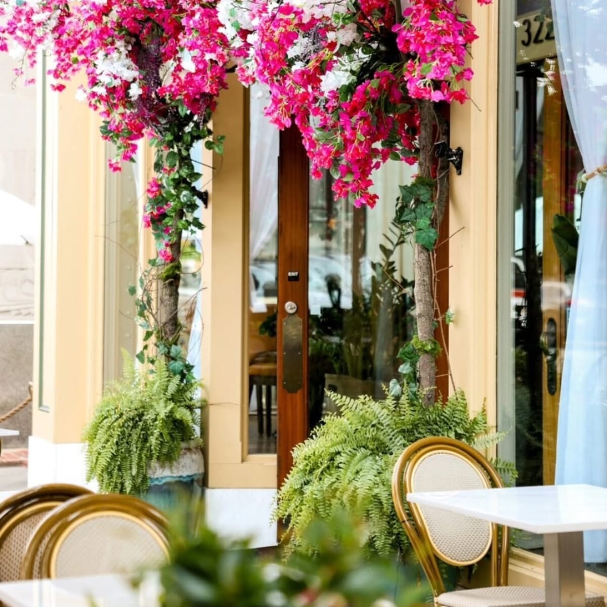 Outdoor table setting at Meli European Taverna patio.