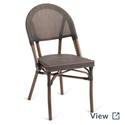 Bistro style aluminum chair with mesh seat