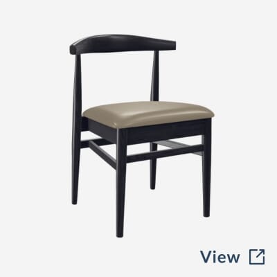 Stackable Black Elm Wood Chair with Upholstered Seat
