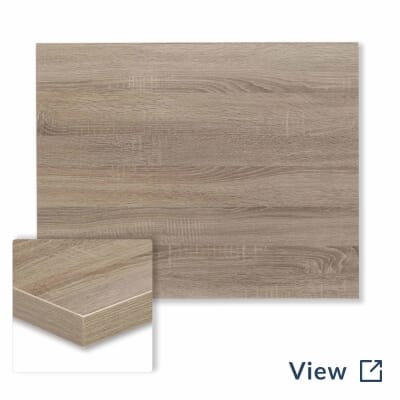 Honeycomb high-pressure melamine indoor restaurant table top in oak.