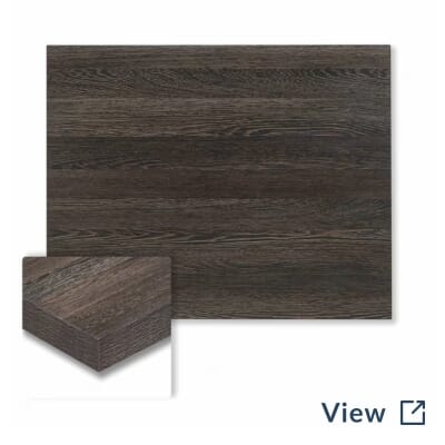 Honeycomb High-Pressure Melamine Indoor Restaurant Table Top in Zebrano selected for Five 13 Liquor Lounge.