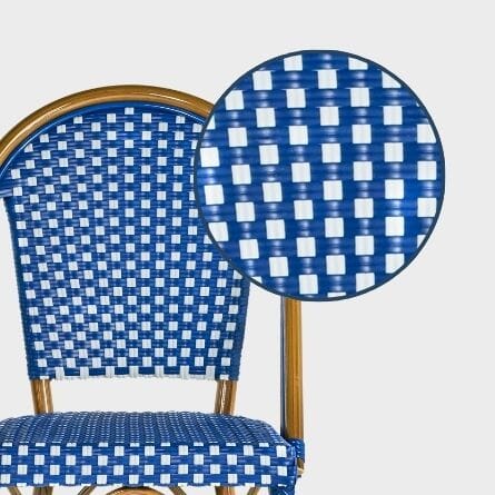 Fade resistant blue and white PVC wicker