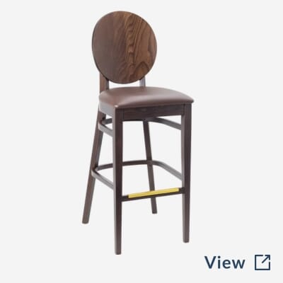Wood Round Back Restaurant Bar Stool