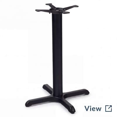 Black cast iron and steel commercial table base.