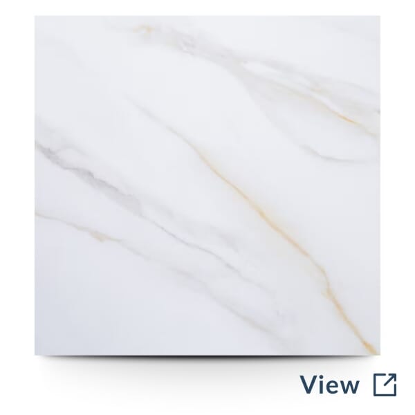 Economy Sintered Stone Restaurant Table Top in White with Amber Veins.