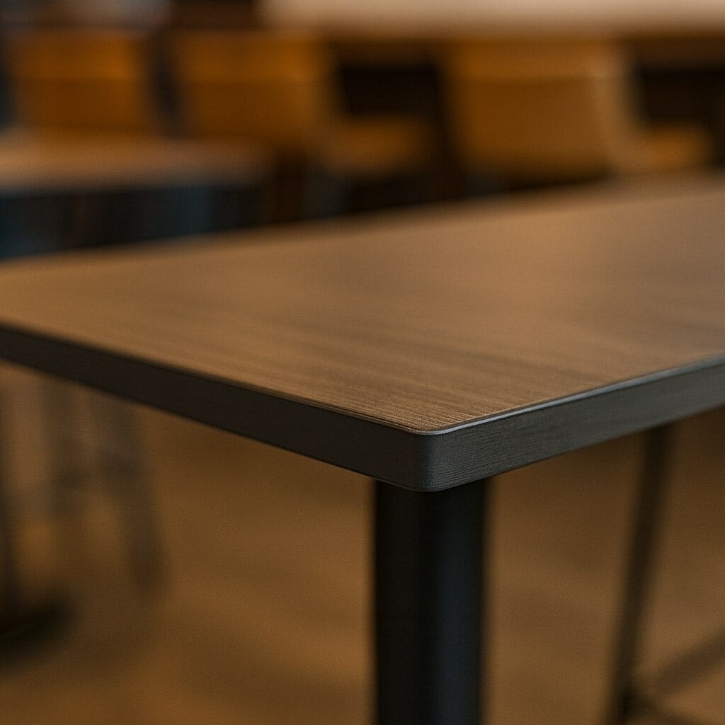 Laminate table top with self-edge detail