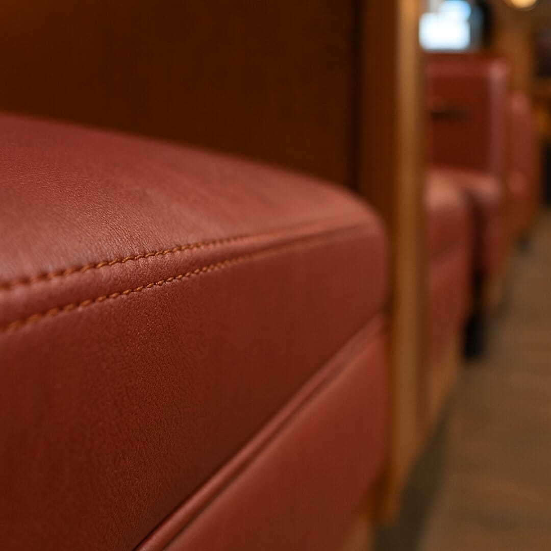 Close-up of cushion seam and double-stitching for durability