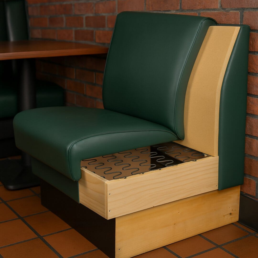 Seat spring grid inside a booth base