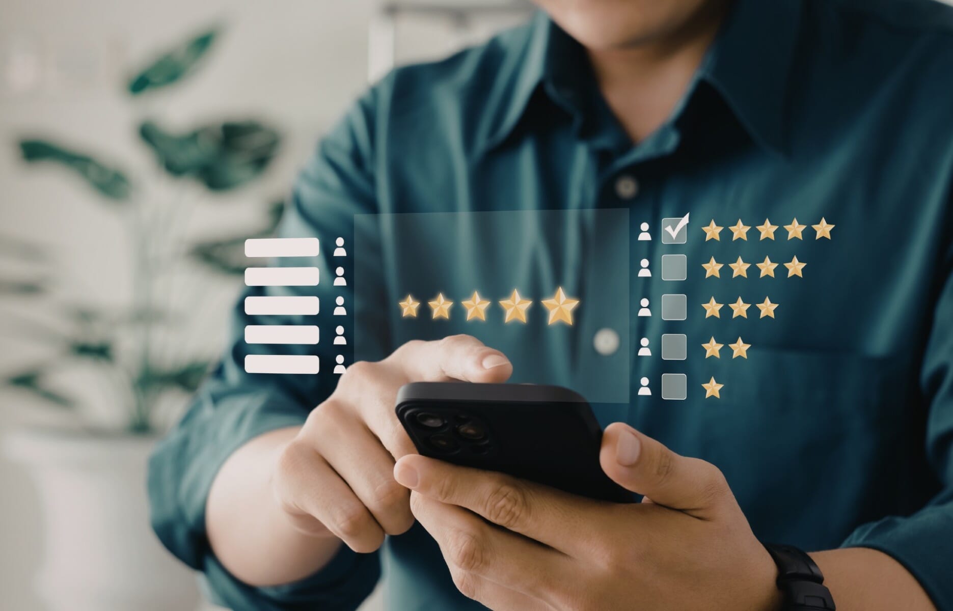 Restaurant owner responding to customer comments and reviews on a smartphone — community management is one of the highest-impact social media activities for restaurants