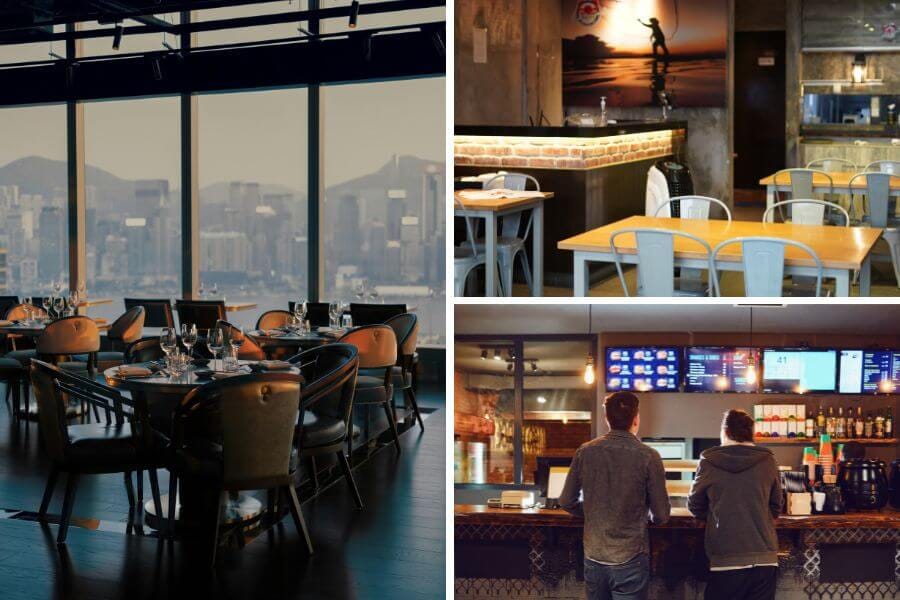 Visual comparison of fast casual, quick service, and fine dining restaurant formats with cost ranges