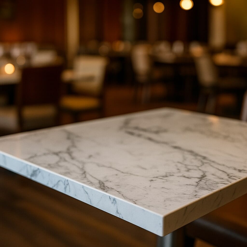Honed or leathered stone finish for reduced glare and tactile feel