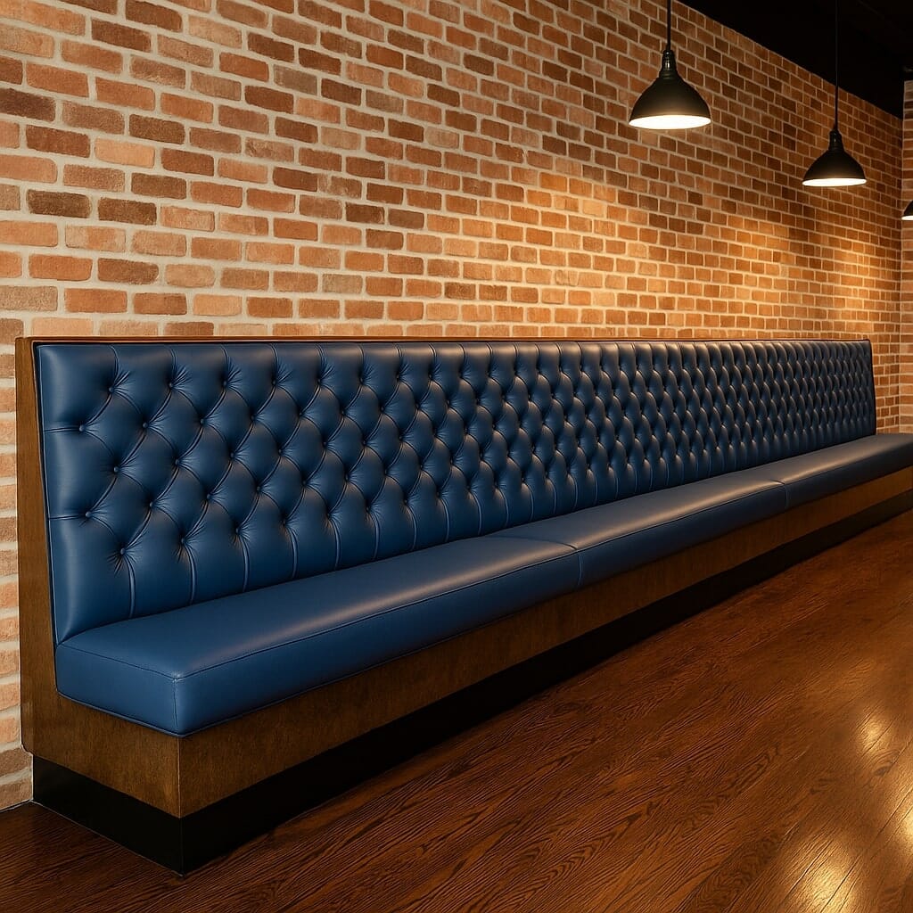 Waiting bench seating for restaurants, two to four guests near entry or host station