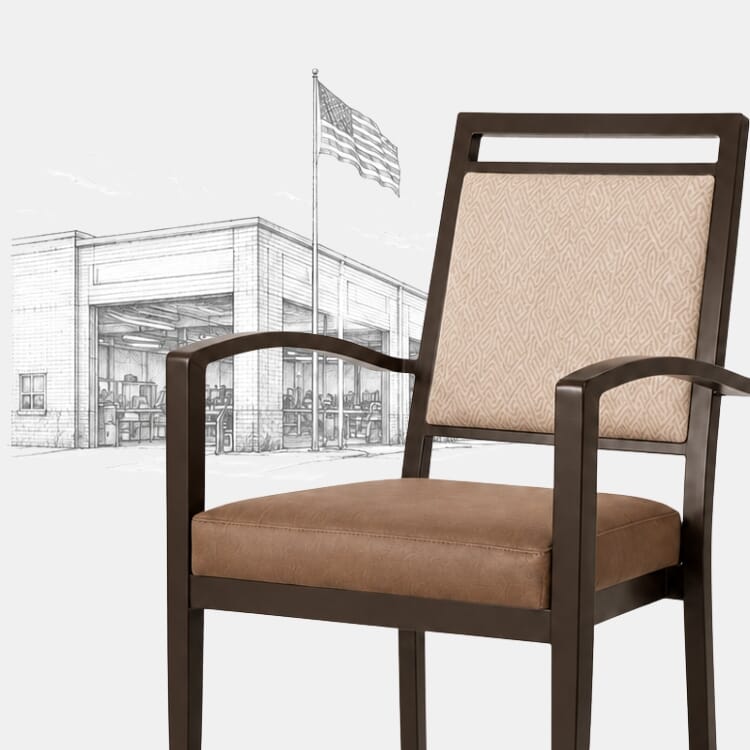 American-Made Atticus Banquet Chairs with Armrests Crafted in North Carolina