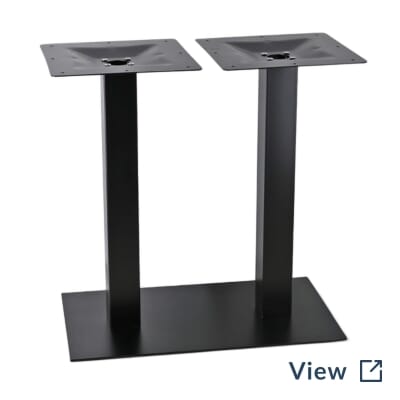Commercial Metal Rectangular Table Base in Black 16 x 28 for restaurant dining layouts.