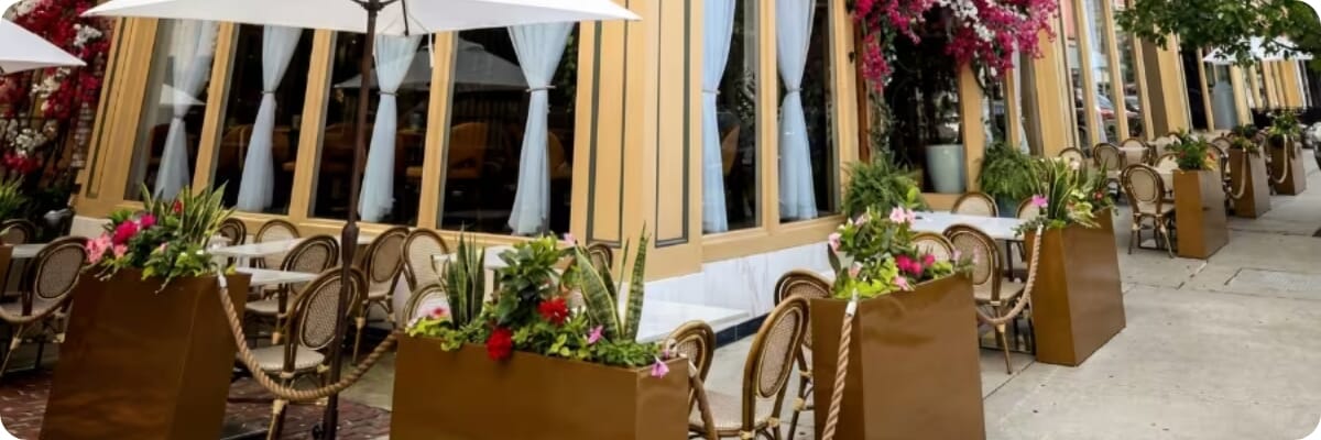 Restaurant interior featuring commercial seating