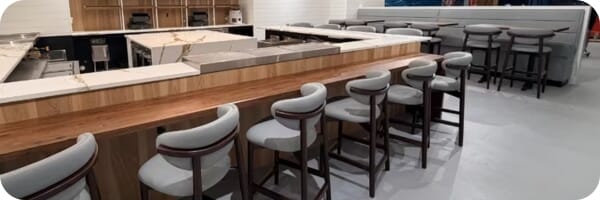 Restaurant interior featuring commercial seating