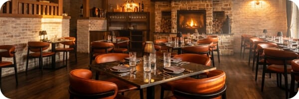 Restaurant interior featuring commercial seating