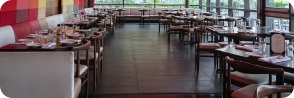 Restaurant interior featuring commercial seating