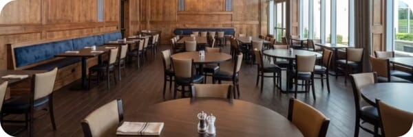 Restaurant interior featuring commercial seating