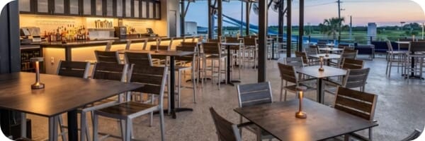 Restaurant interior featuring commercial seating