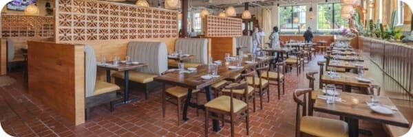 Restaurant interior featuring commercial seating