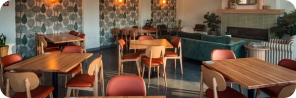Restaurant interior featuring commercial seating